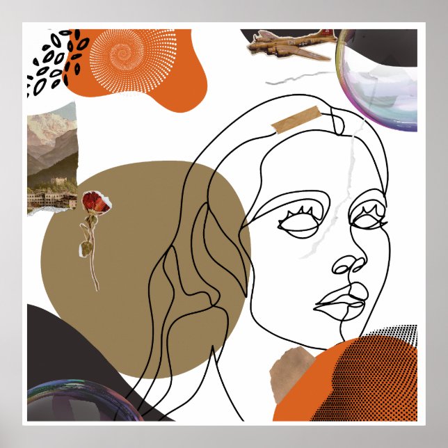 Poster Femme Abstraite colorée face mur art (Devant)