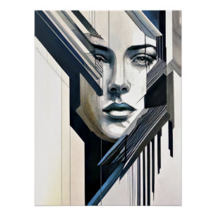 Poster Femme abstraite géométrique