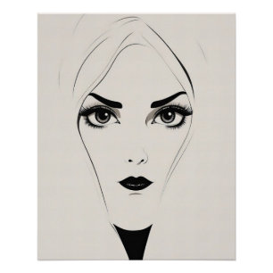 Poster Femme Abstraite noire et blanche