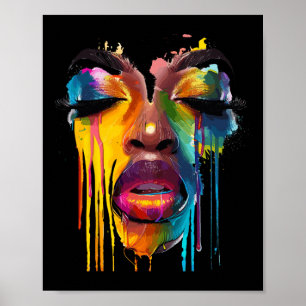 Poster Femme africaine cool visage peint couleur afro Jun