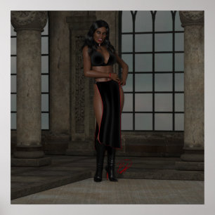 Poster Femme africaine de vampire d'imaginaire foncé de
