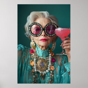 Poster Femme Âgée Glamour audacieuse mode de luxe