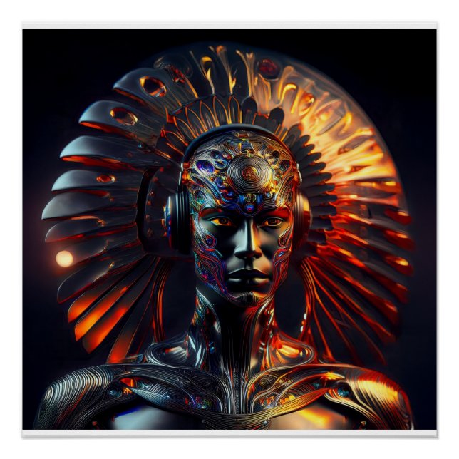 Poster Femme Alien Avec Coiffure En Métal (Devant)