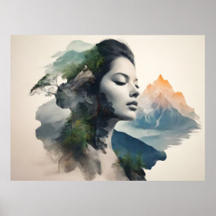 Poster Femme art double exposition