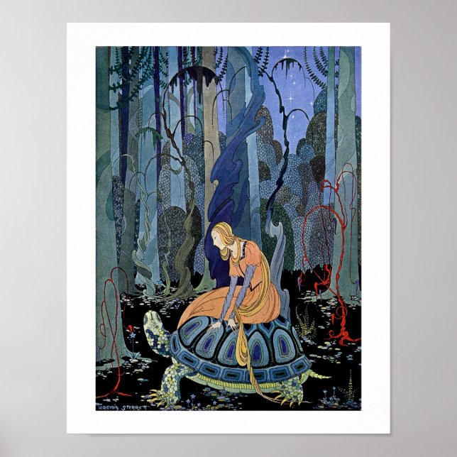 Poster Femme assise sur une tortue (Devant)
