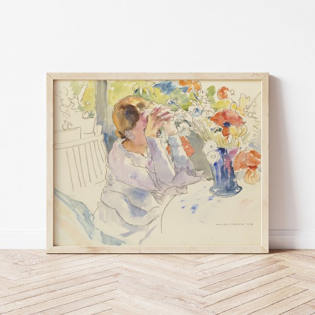 Poster Femme au bouquet de fleurs | Philipp Franck (Créateur téléchargé)