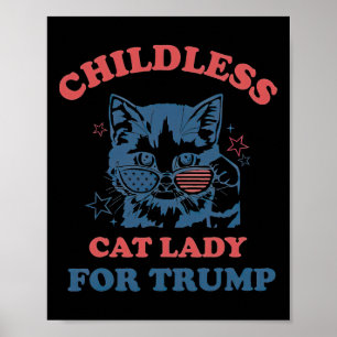 Poster Femme Au Chat Sans Enfant Pour Trump Élection Drôl