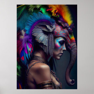 Poster Femme au coiffeur éléphant - Weirdcore RainbowPunk