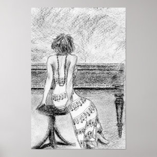 Poster Femme au piano