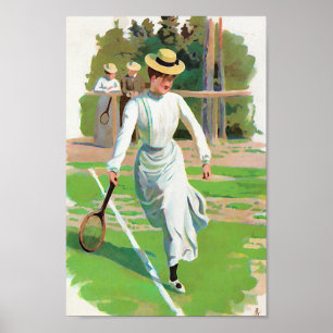 Poster Femme au tennis, vers 1900