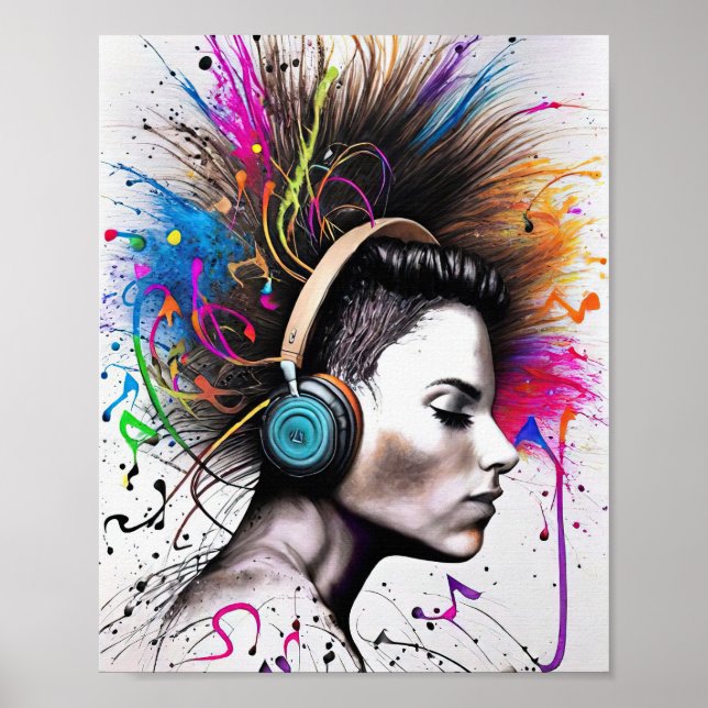 Poster Femme avec casque (Devant)