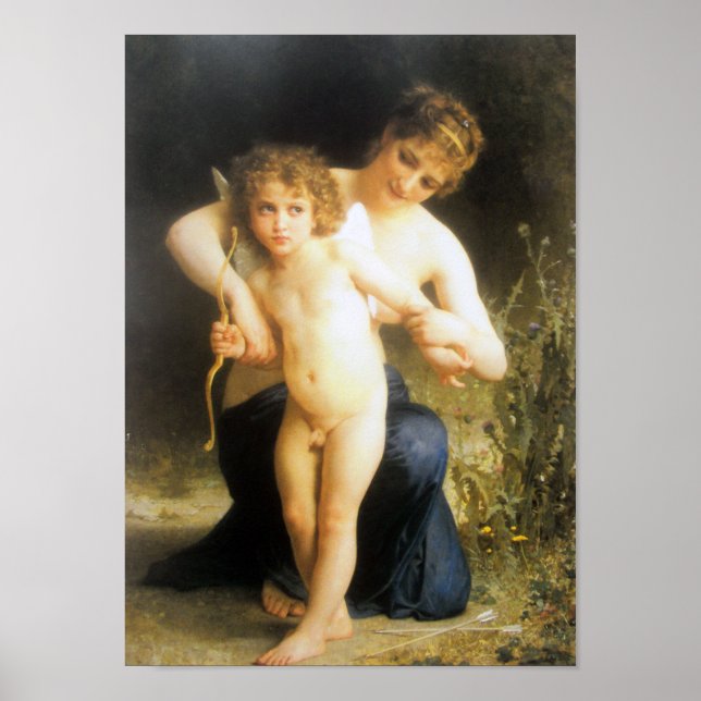 Poster Femme avec Cupidon, Bouguereau (Devant)