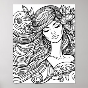 Poster Femme avec fleur dans la ligne de cheveux page de 