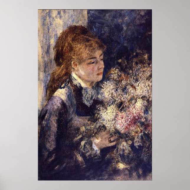 Poster Femme avec Lilacs par Pierre Renoir (Devant)
