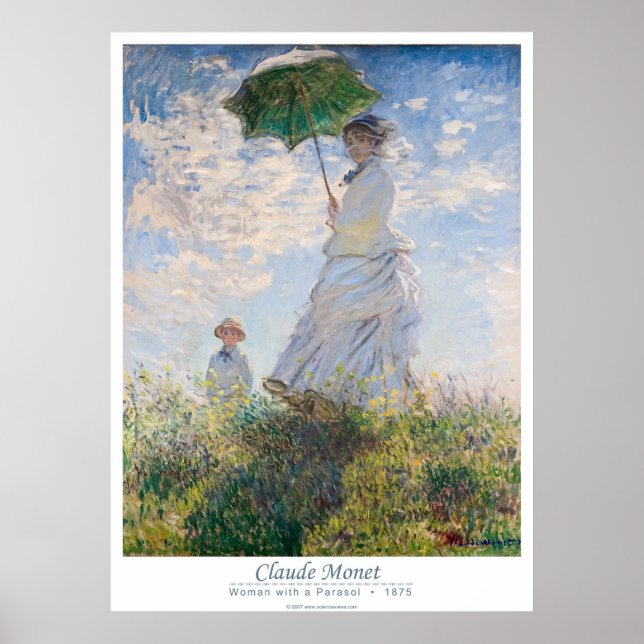 Poster Femme avec parasol - Madame Monet et son fils (Devant)