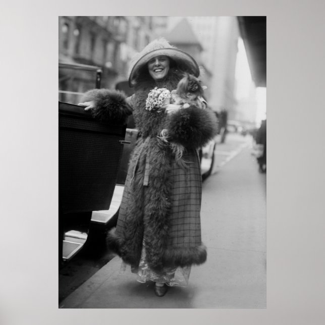 Poster Femme avec Pekingese, début des années 1900 (Devant)