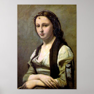 Poster Femme avec perle, Camille Corot, 1868-1870