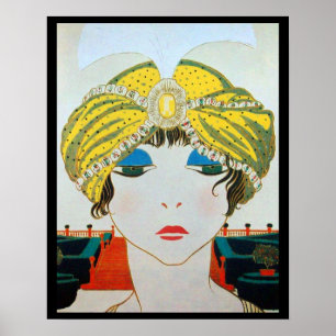 Poster FEMME AVEC TURBAN JAUNE ORIENTAL / Mode Beauté