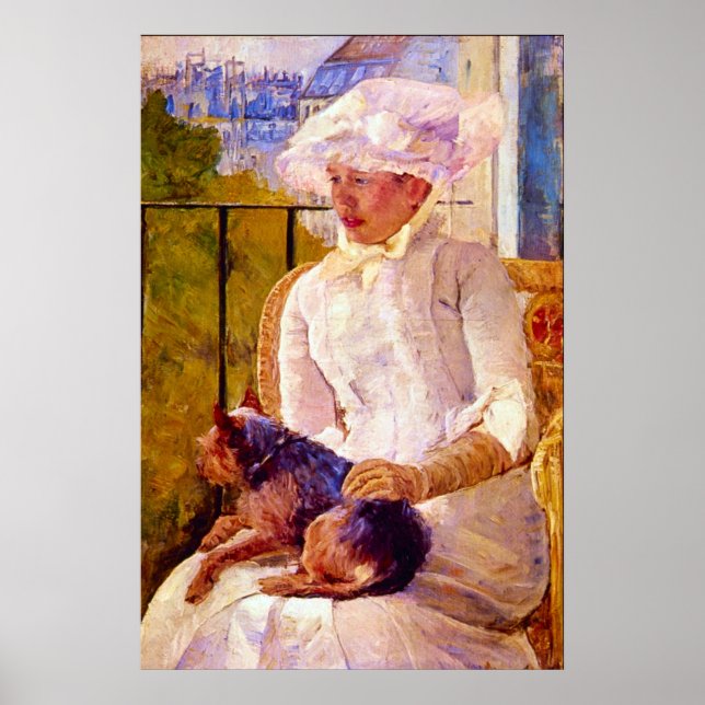 Poster Femme avec un chien par Mary Stevenson Cassatt (Devant)