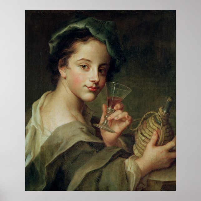 Poster Femme avec un verre de vin (Devant)