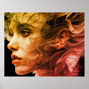 Poster Femme avec une ambiance 1974 sur un mur carré
