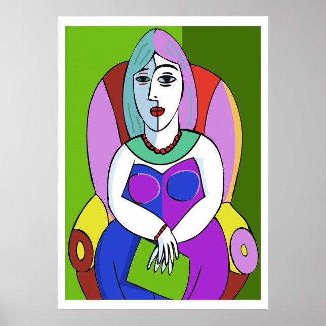 Poster Femme avec une tablette (Devant)