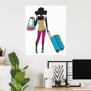 Poster Femme Avec Une Valise