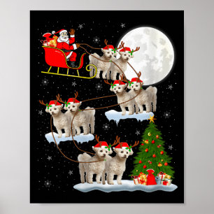 Poster Femme Bichon Frise Chien Père Noël Traîneau Volant