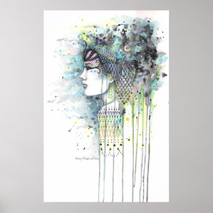 Poster Femme Bohème Gitane Céleste Art Contemporain