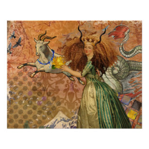 Poster Femme Capricorne Chèvre Fantaisie Amusant