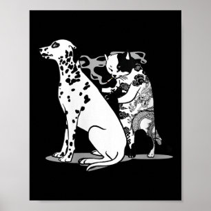 Poster Femme Chat Et Chien Tatouage Drôle Amateurs De Tat