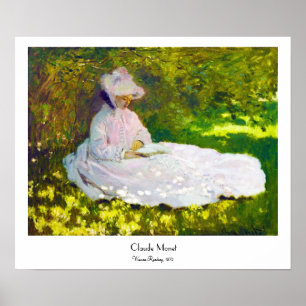Poster Femme Claude Monet de lecture