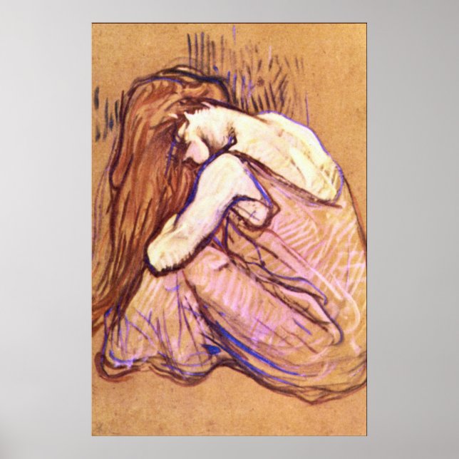 Poster Femme coiffée par Toulouse-Lautrec (Devant)