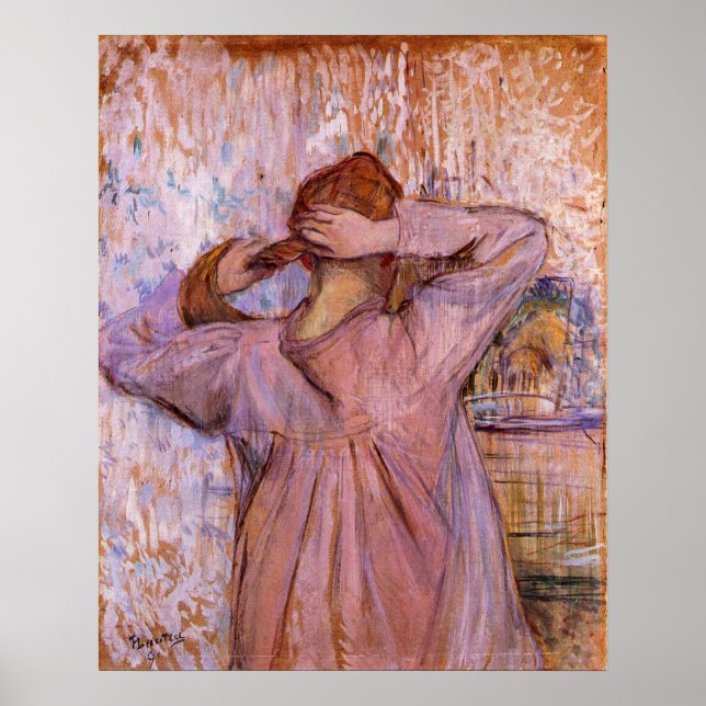 Poster Femme Comportant ses cheveux par Toulouse-Lautrec (Devant)