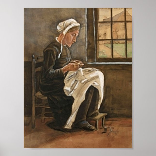 Poster Femme coudre (F886) Van Gogh Fine Art (Devant)