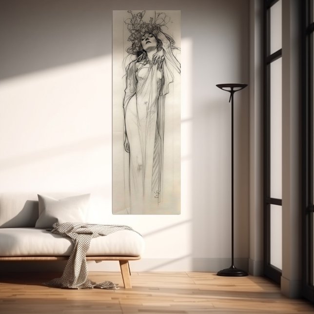 Poster Femme Crayon Dessin Alphonse Mucha Art Nouveau (Créateur téléchargé)