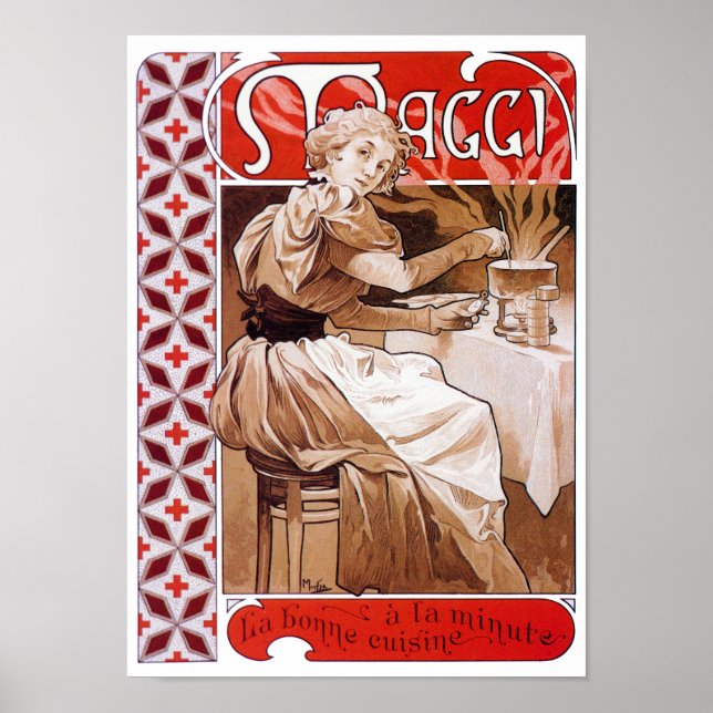 Poster Femme Cuisinant, Alphonse Mucha (Devant)