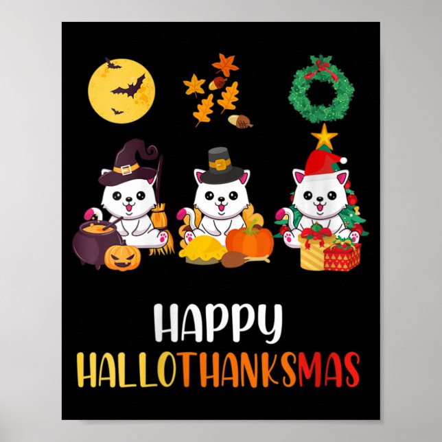 Poster Femme Cute Kitten Halloween Chat Noël Joyeux H (Devant)