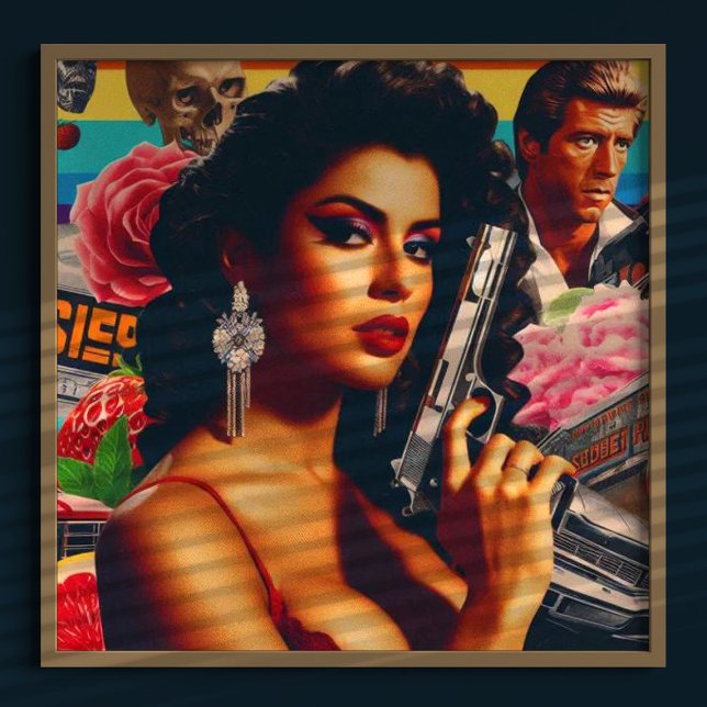 Poster Femme d'action Rétrowave (Créateur téléchargé)