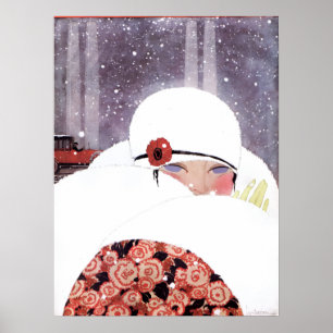 POSTER FEMME DANS LA NEIGE, BEAUTÉ HIVERNALE DE LA MODE