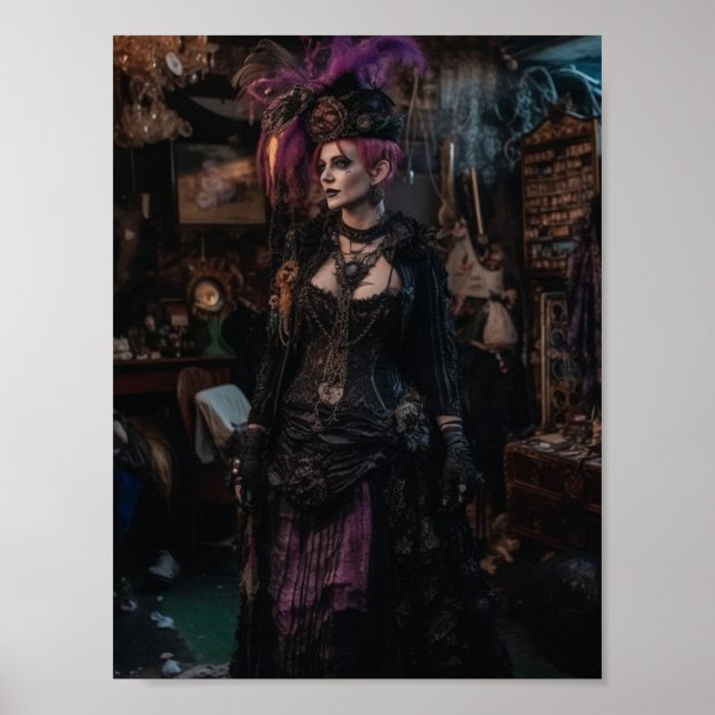 Poster Femme dans le magasin de costumes (Devant)