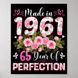 Poster Femme de 65 ans fabriquée en 1961 Fleurie 65e anni