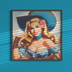 Poster Femme de Campagne Vintage