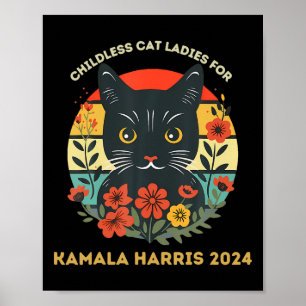Poster Femme De Chat Sans Enfant Pour Kamala Harris 2024