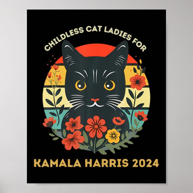 Poster Femme De Chat Sans Enfant Pour Kamala Harris 2024 (Devant)