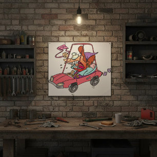 Poster Femme de la route en colère conduisant une voiture