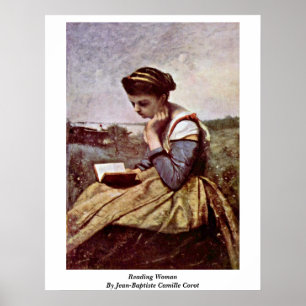 Poster Femme de lecture par Jean-Baptiste Camille Corot