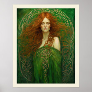 Poster Femme de noeud celtique de Gown vert réveillé