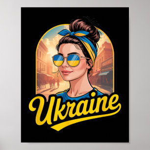 Poster Femme de style rétro ukrainien Graphisme Fierté cu