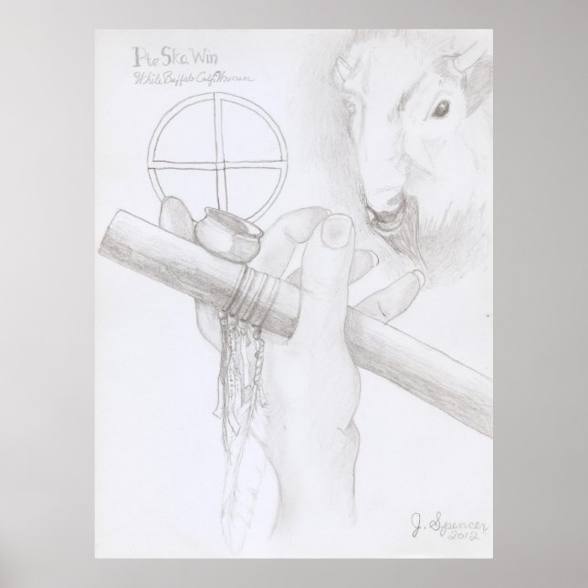 Poster Femme de veau de buffle blanc (Devant)